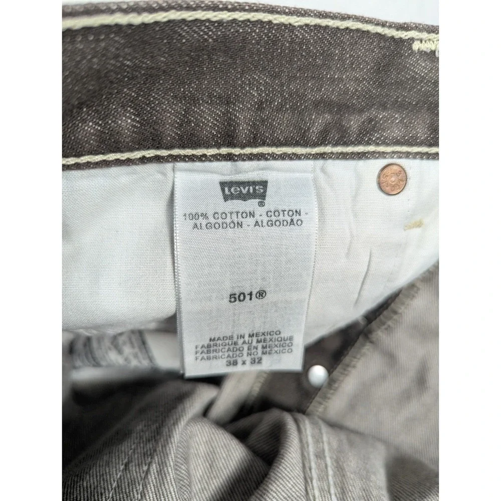 Y2K Levi's 501 Button Fly Classic Straight Leg Mens‎ Jeans Brown Size 38
